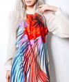 Multicolored Dress with Balloon Sleeves [Options & Attributes]