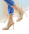 Caged Cutout Sandals in Gold