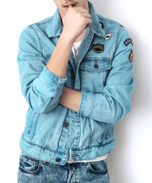 Skinny Western Denim Jacket in Light Blue Wash