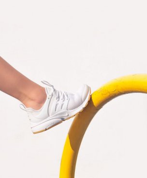 White Lace-Up Mesh Trainers