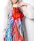 Multicolored Dress with Balloon Sleeves [Options & Attributes]