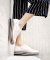 Platform Brogue-Trim Leather Oxfords in White